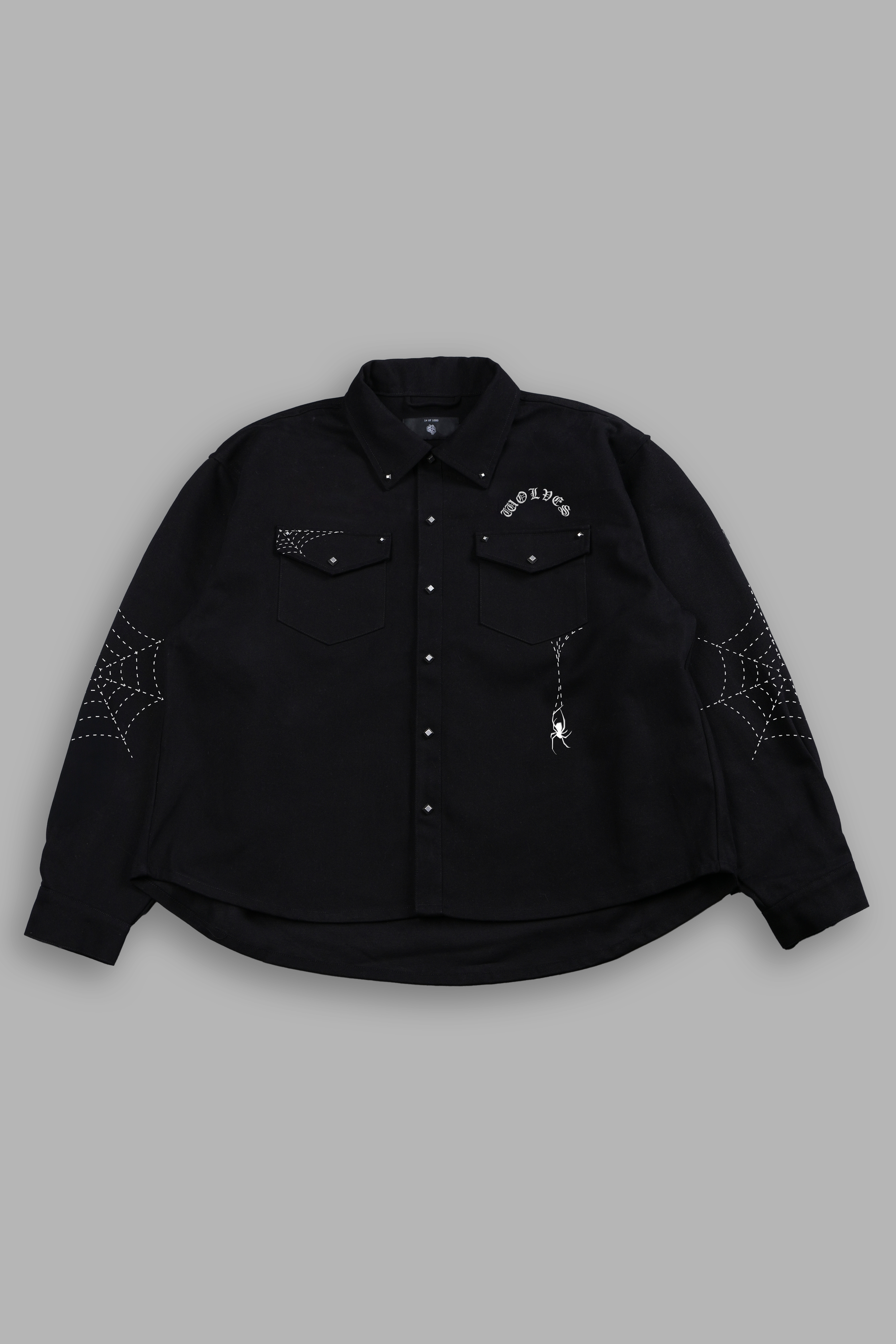 Sashiko Webs Winslow Shirt Jacket in Black