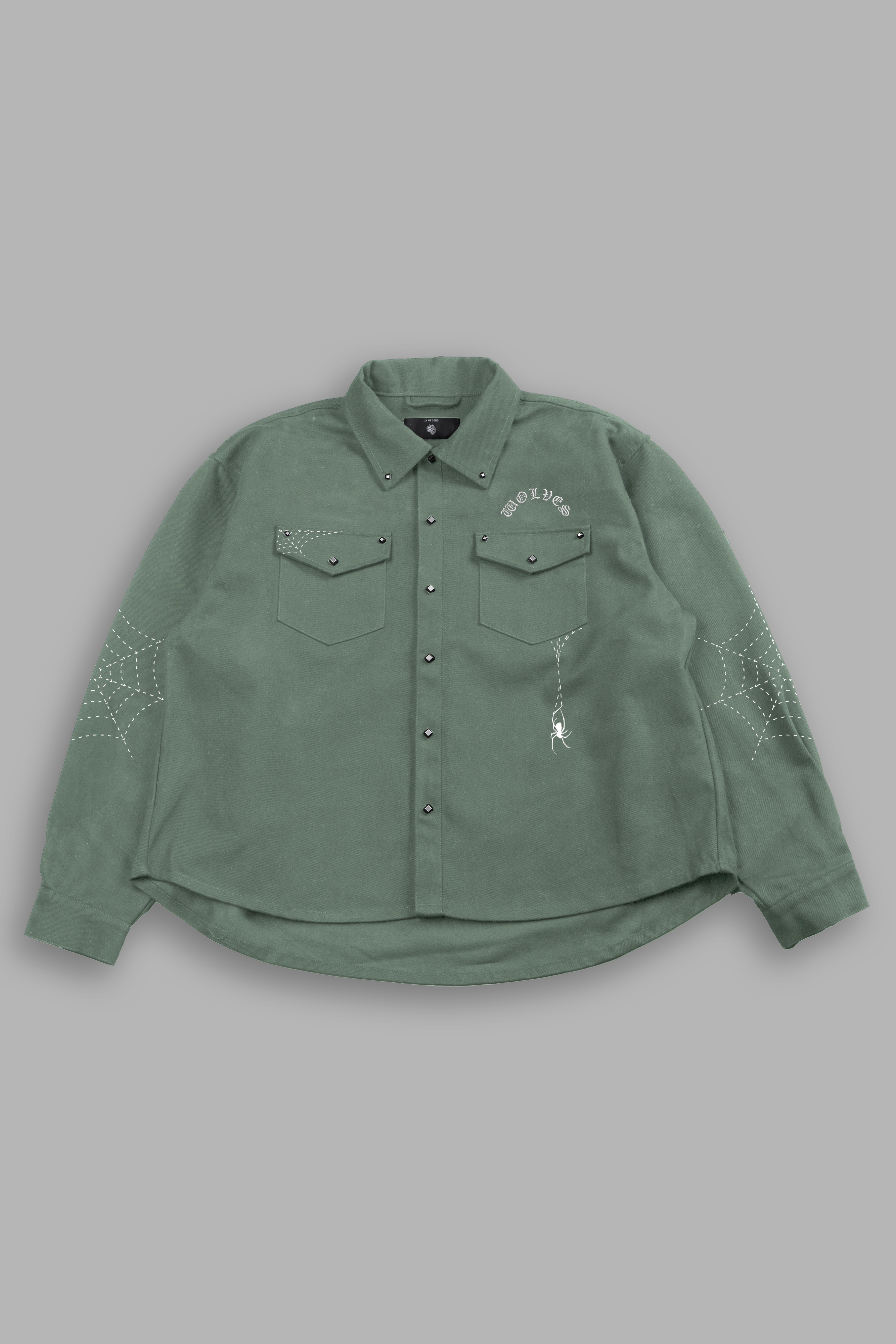 Sashiko Webs Winslow Shirt Jacket in Owen Green