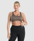 Scoop Neck Sports Bra - Brown — imagem 1