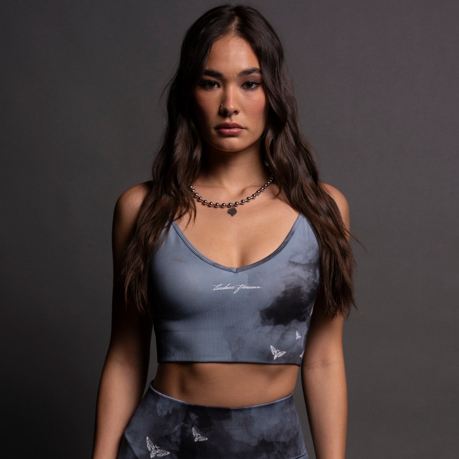 Under The Heavens Everson Seamless "Sierra" Bra in Twilight Blue Ghost Clouds — imagem 1