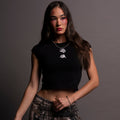 Bushido Wolf Baby Tee in Black — imagem 1