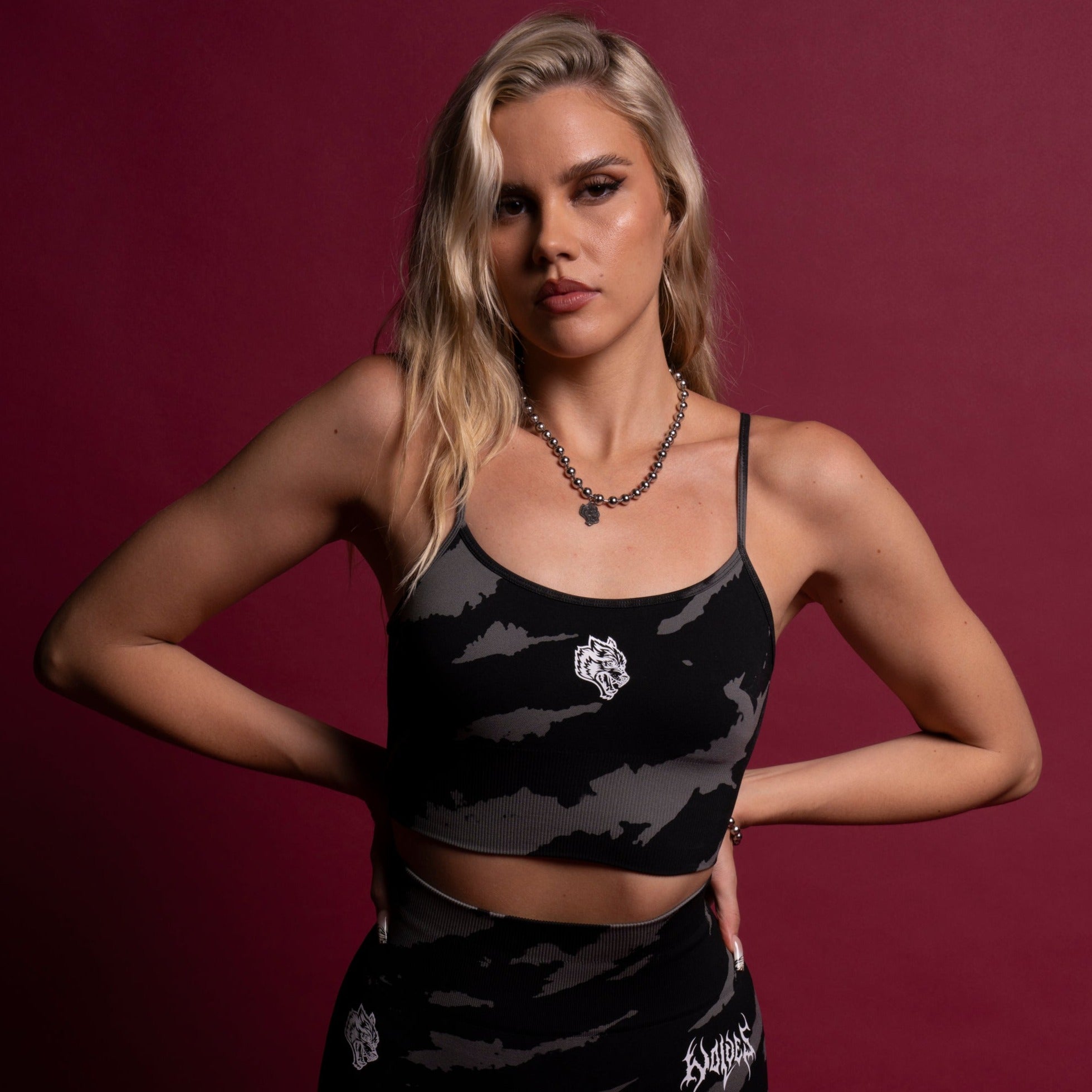 Single Wolf "Everson Seamless" Huxley Bra in Black Native Camo — imagem 1
