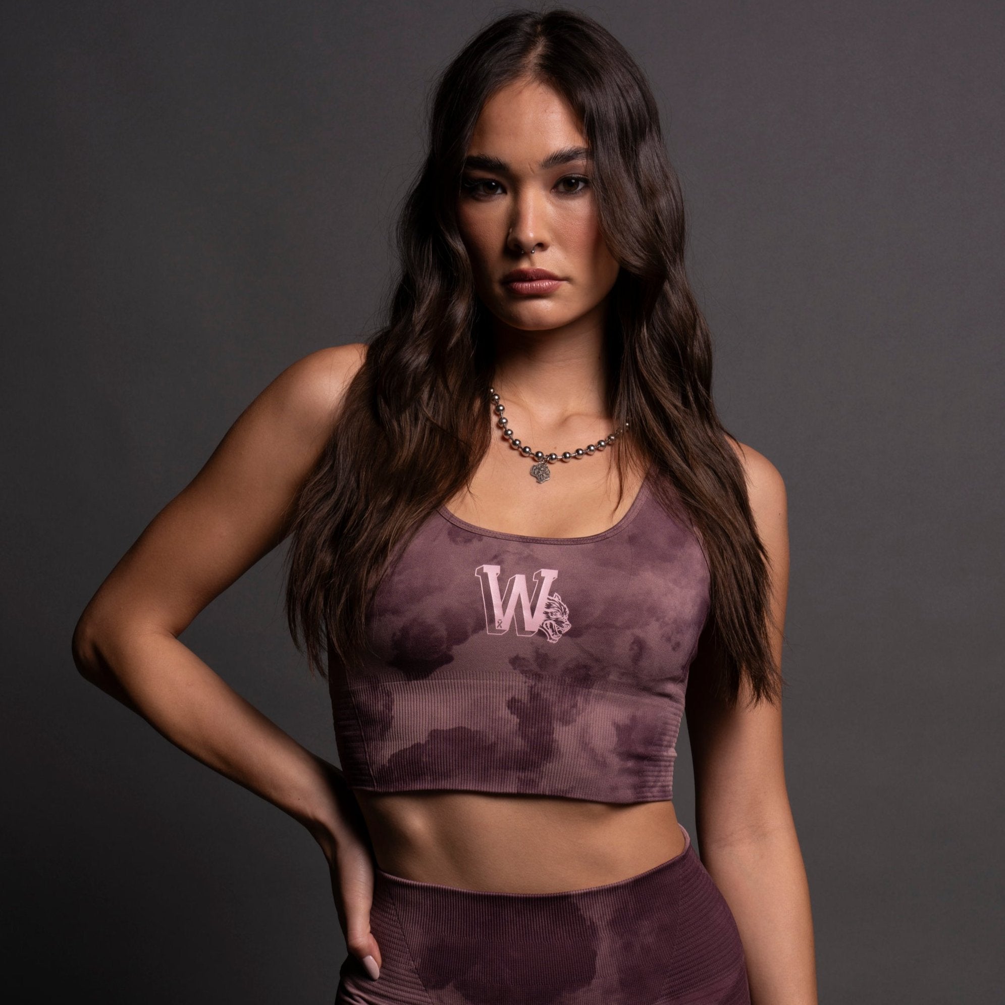 Keep On Fighting "Everson Seamless" Valencourt Bra in Jumbo Midnight Mauve Ghost Clouds — imagem 1
