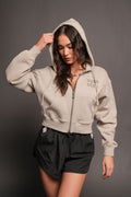 She Wolf Club Sage Cropped Zip Hoodie In Cactus Gray - imagem 1