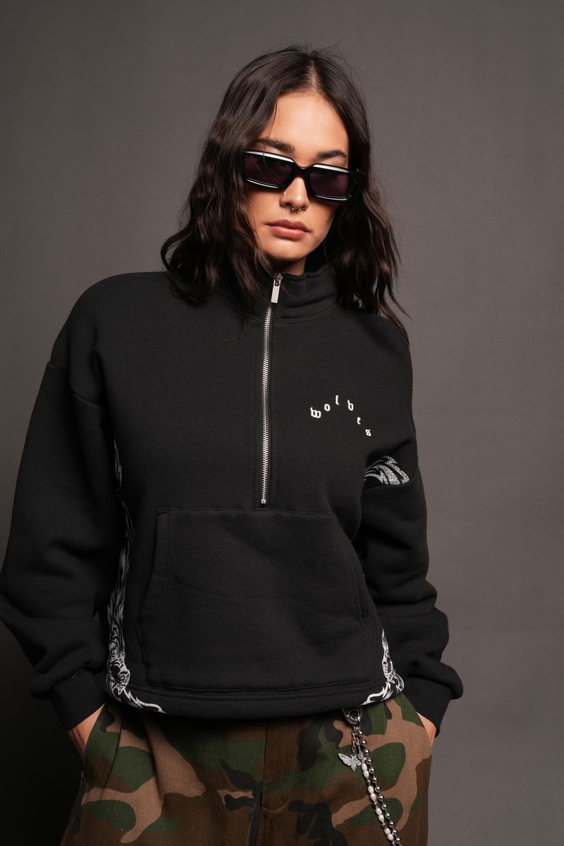 She Wolf Pack She Everson Mockneck Sweater In Black - imagem 1