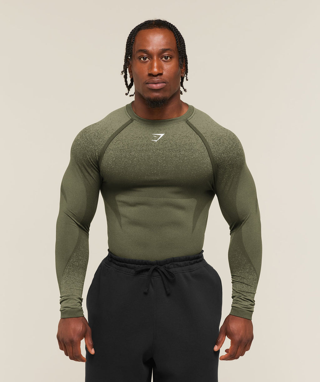 Shadow Seamless Long Sleeve T-Shirt - Core Olive — imagem 1