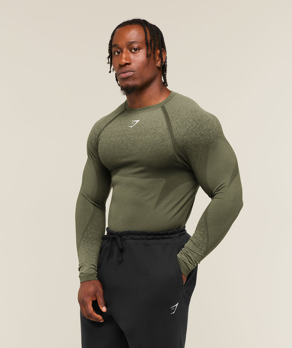 Shadow Seamless Long Sleeve T-Shirt - Core Olive — imagem 3