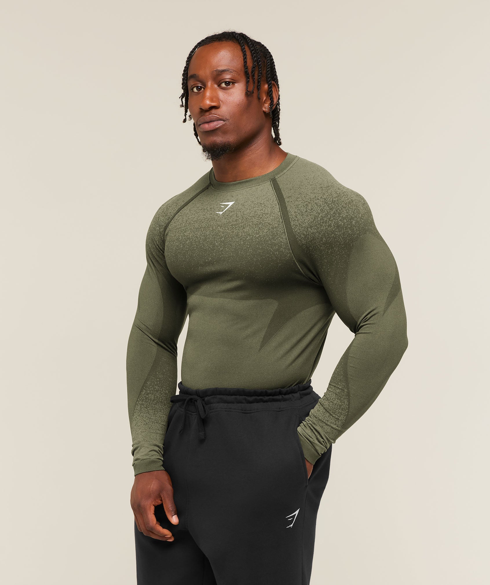 Shadow Seamless Long Sleeve T-Shirt - Core Olive — imagem 3