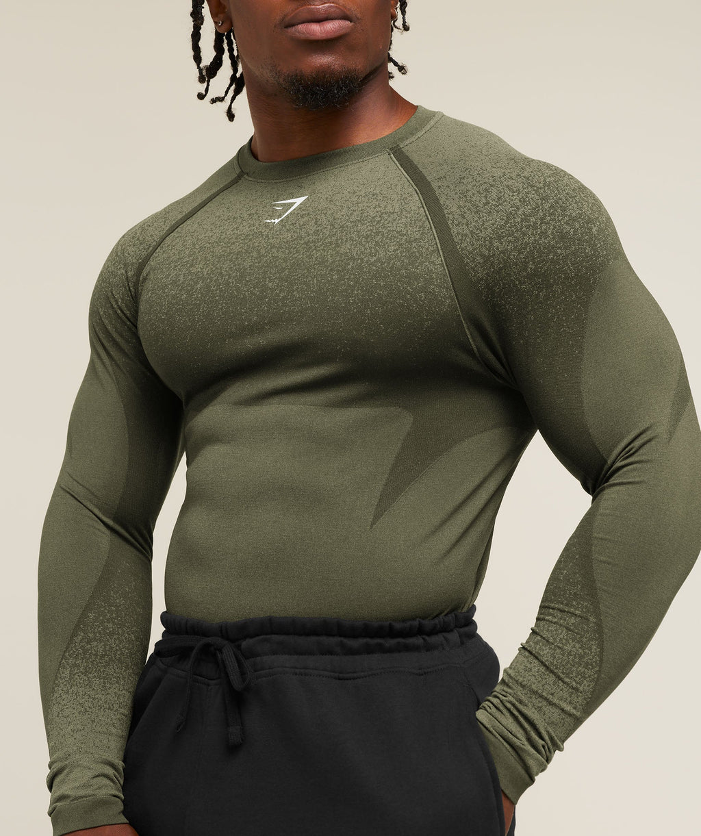 Shadow Seamless Long Sleeve T-Shirt - Core Olive — imagem 4