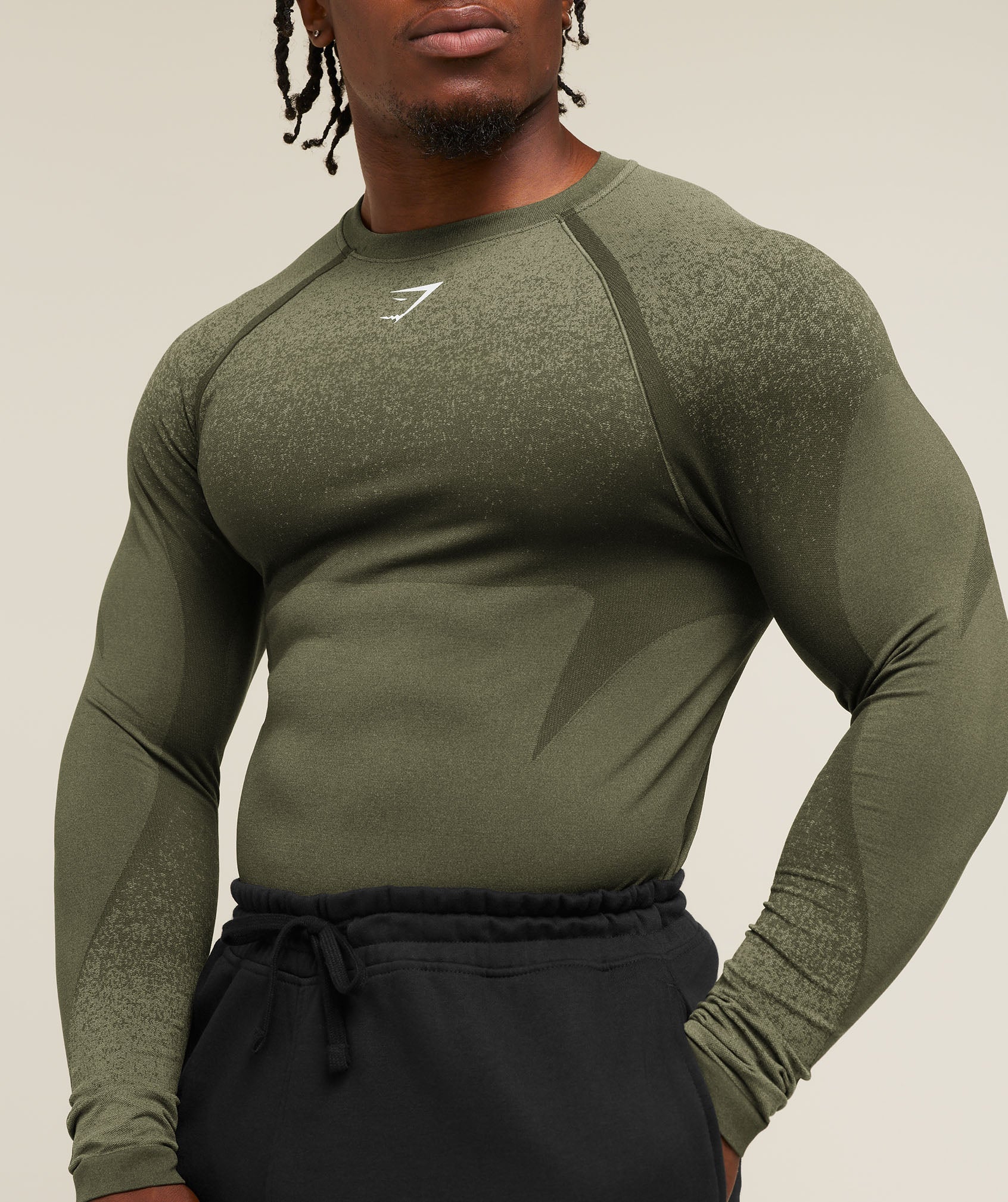 Shadow Seamless Long Sleeve T-Shirt - Core Olive — imagem 4