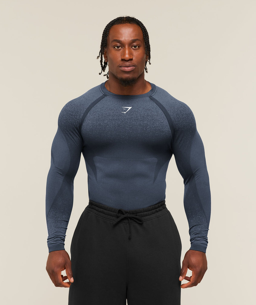 Shadow Seamless Long Sleeve T-Shirt - Heavy Blue — imagem 1