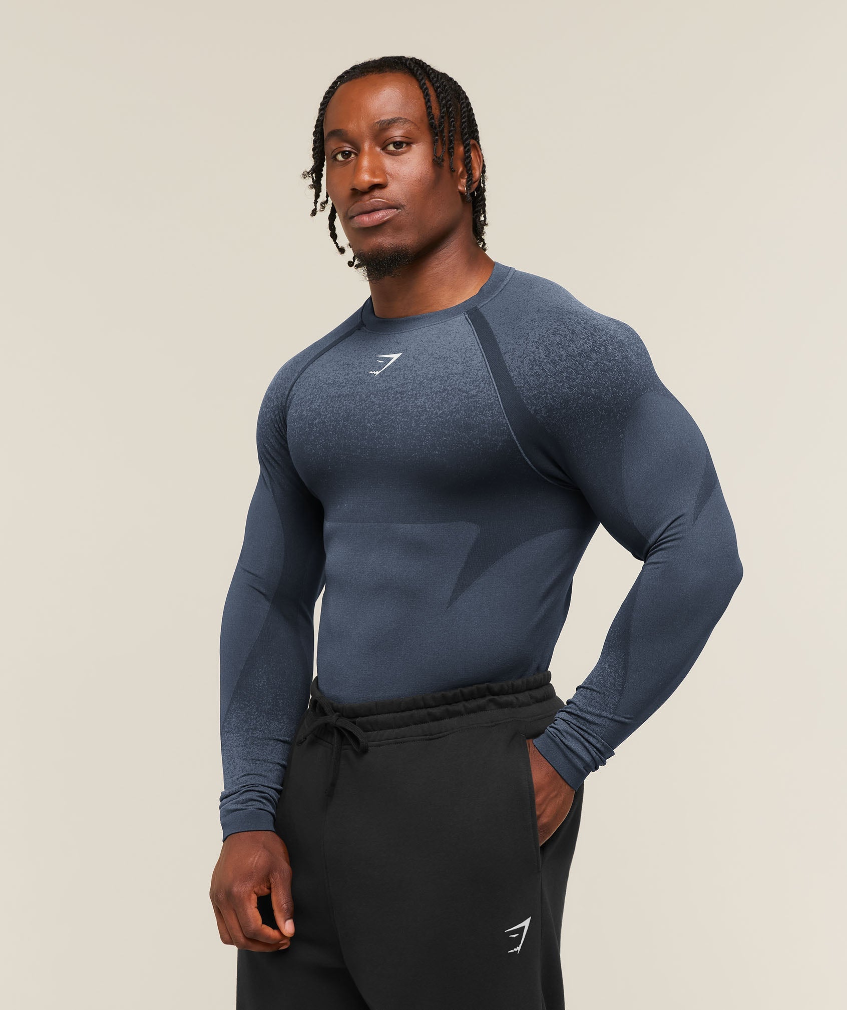 Shadow Seamless Long Sleeve T-Shirt - Heavy Blue — imagem 3
