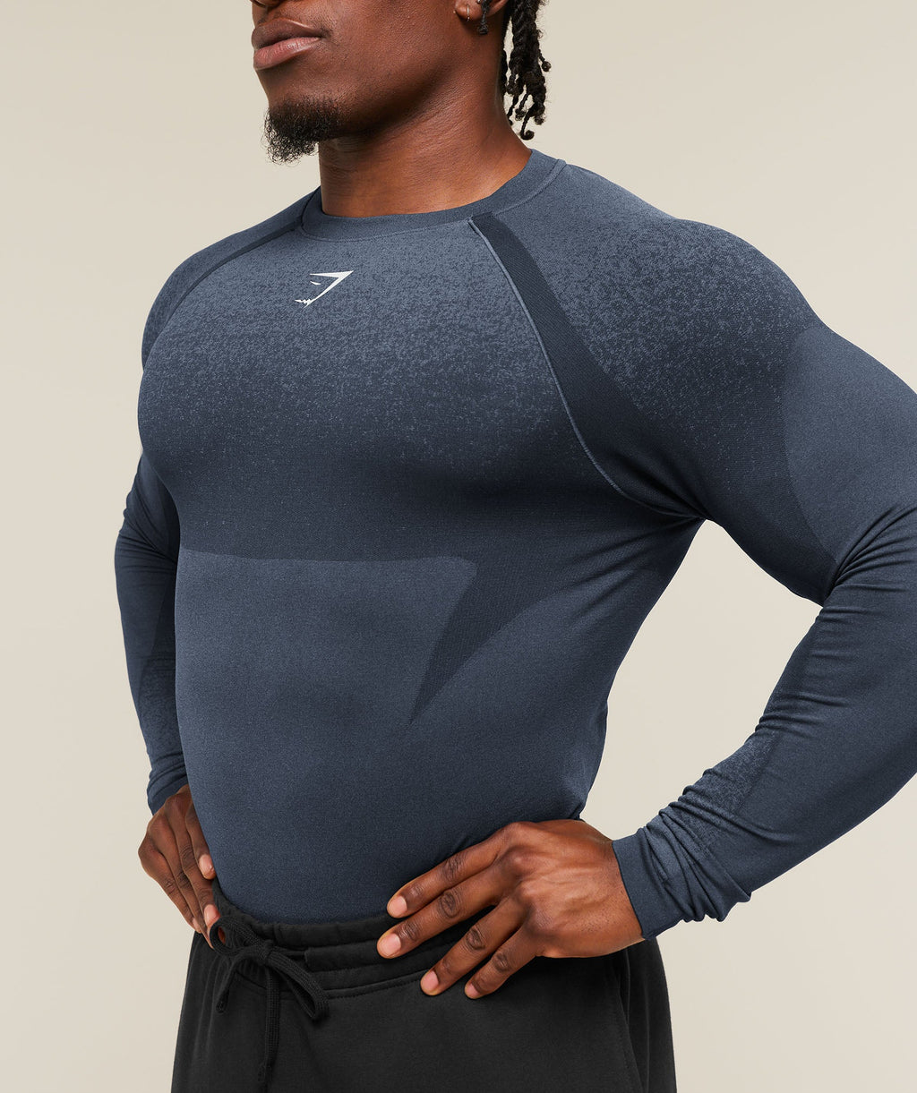 Shadow Seamless Long Sleeve T-Shirt - Heavy Blue — imagem 4