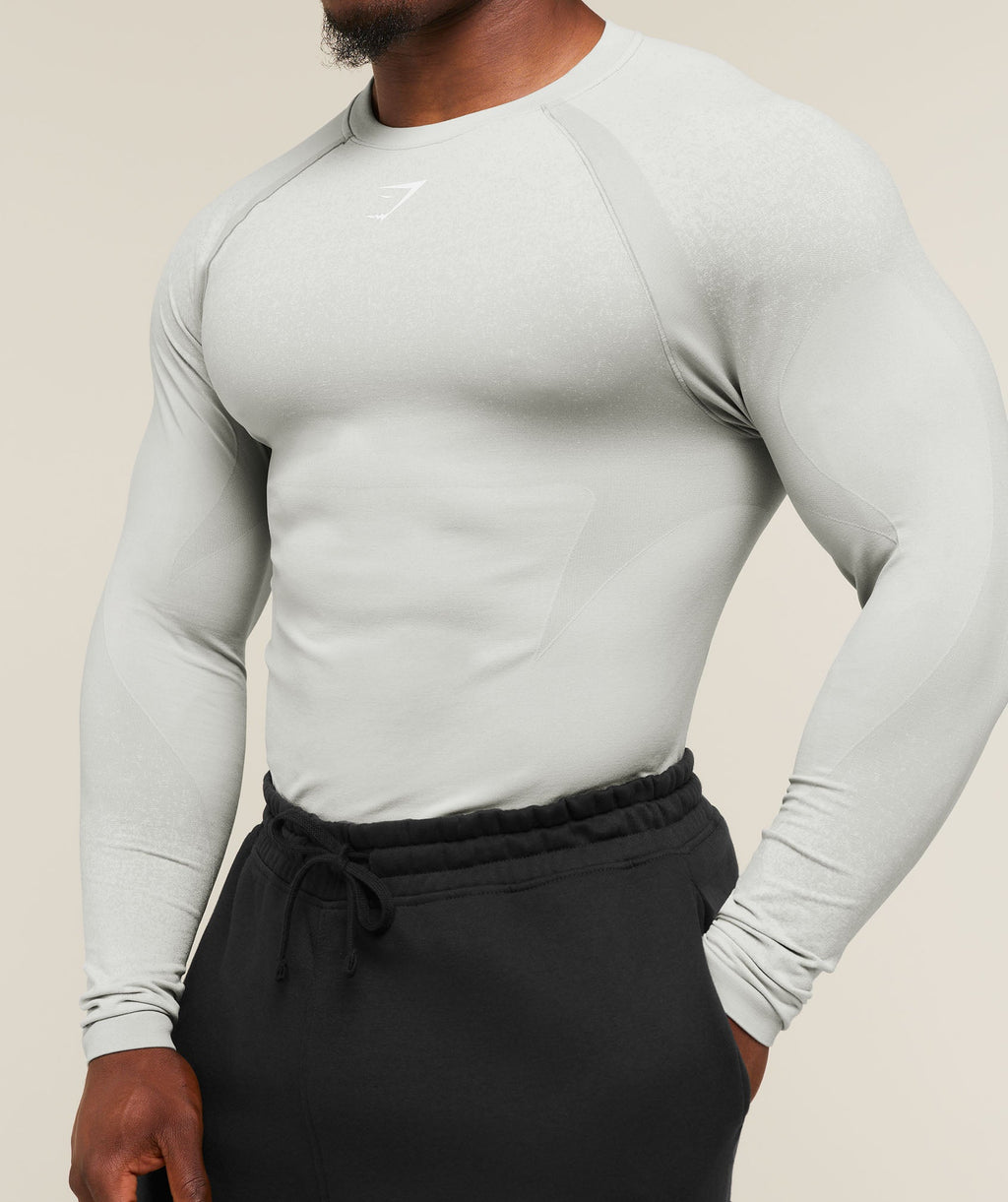 Shadow Seamless Long Sleeve T-Shirt - Light Grey — imagem 4