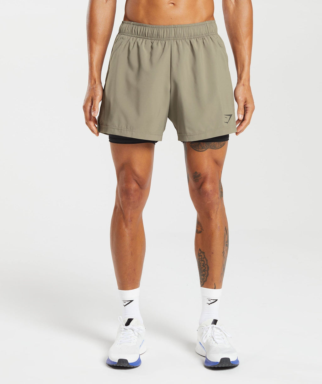 Sport 5" 2 in 1 Shorts - Linen Brown/Black — imagem 1