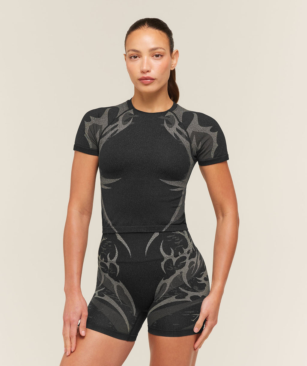 Storm Seamless Short Sleeve Top - Black/Tinted White — imagem 1