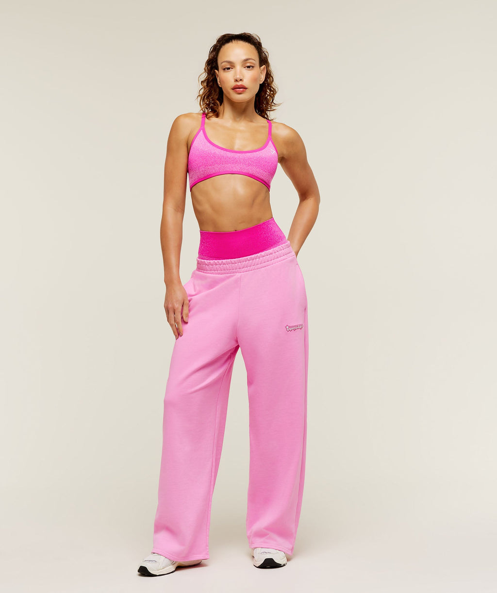 Script Embroidery Wide Leg Pants - Focus Pink — imagem 4