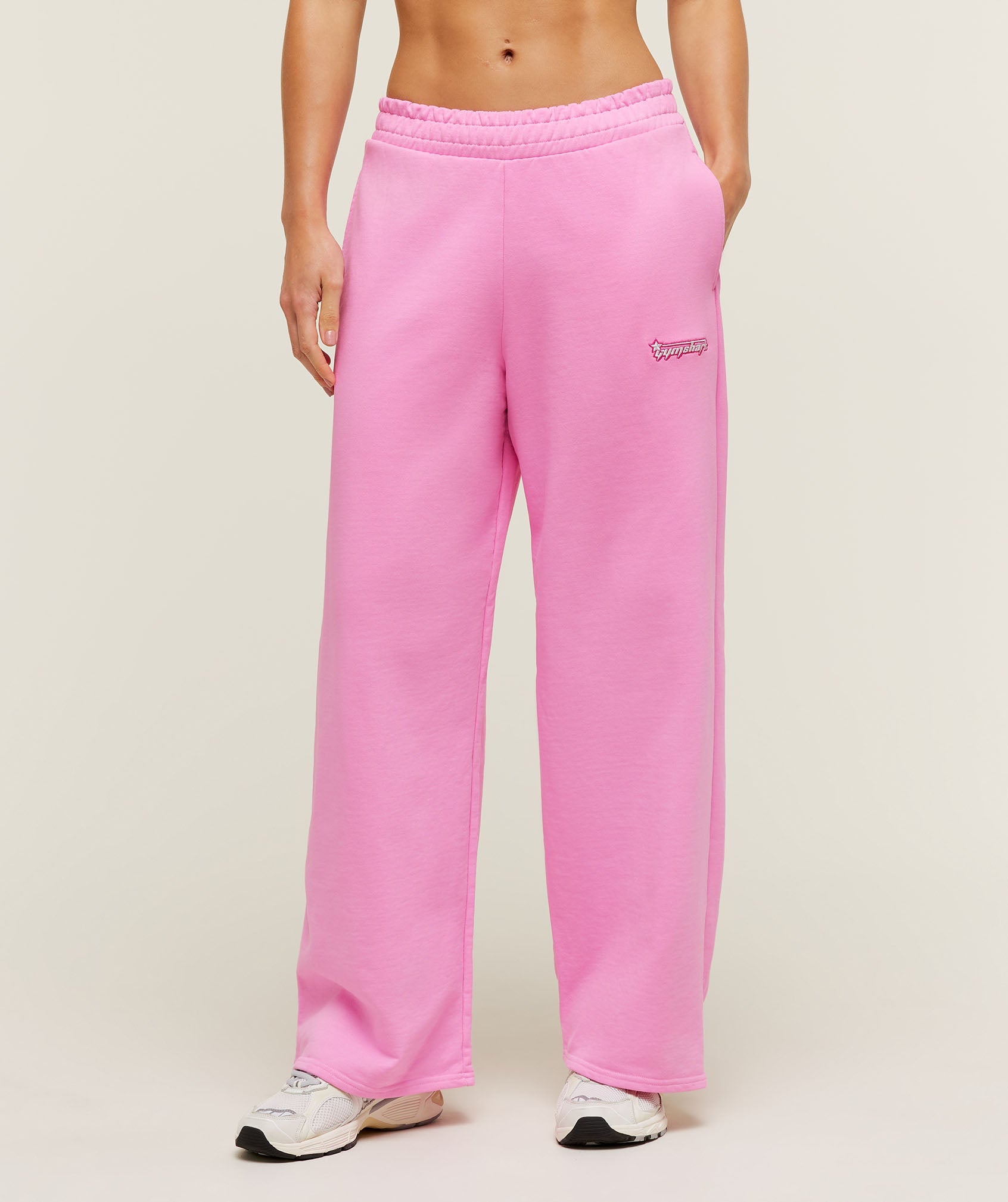 Script Embroidery Wide Leg Pants - Focus Pink — imagem 1