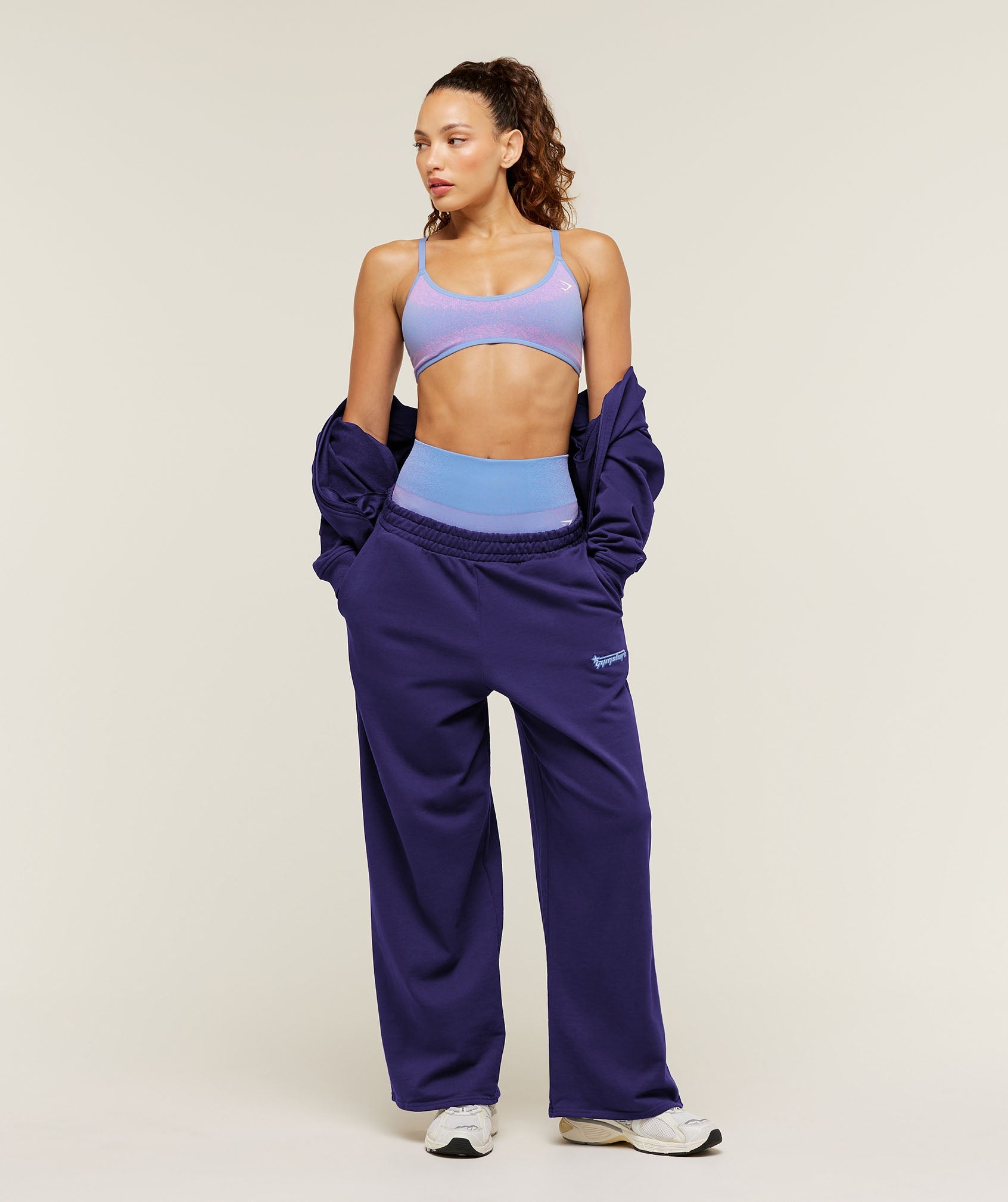 Script Embroidery Wide Leg Pants - Indigo Purple — imagem 4