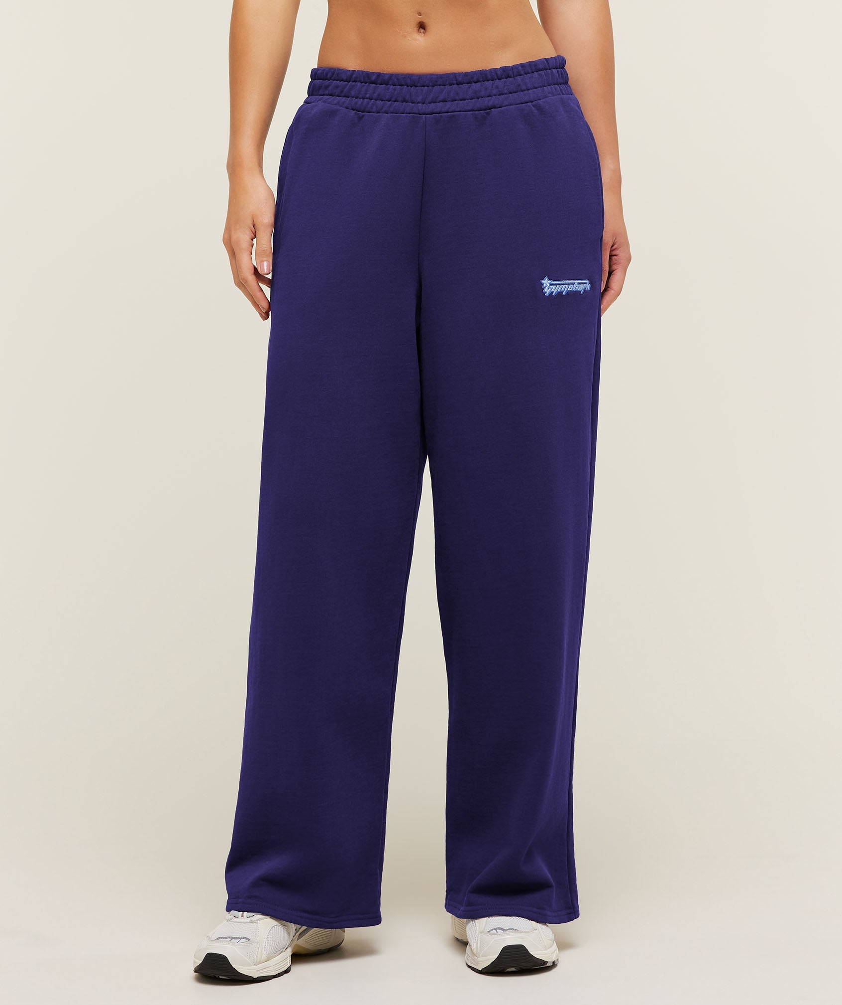 Script Embroidery Wide Leg Pants - Indigo Purple — imagem 1
