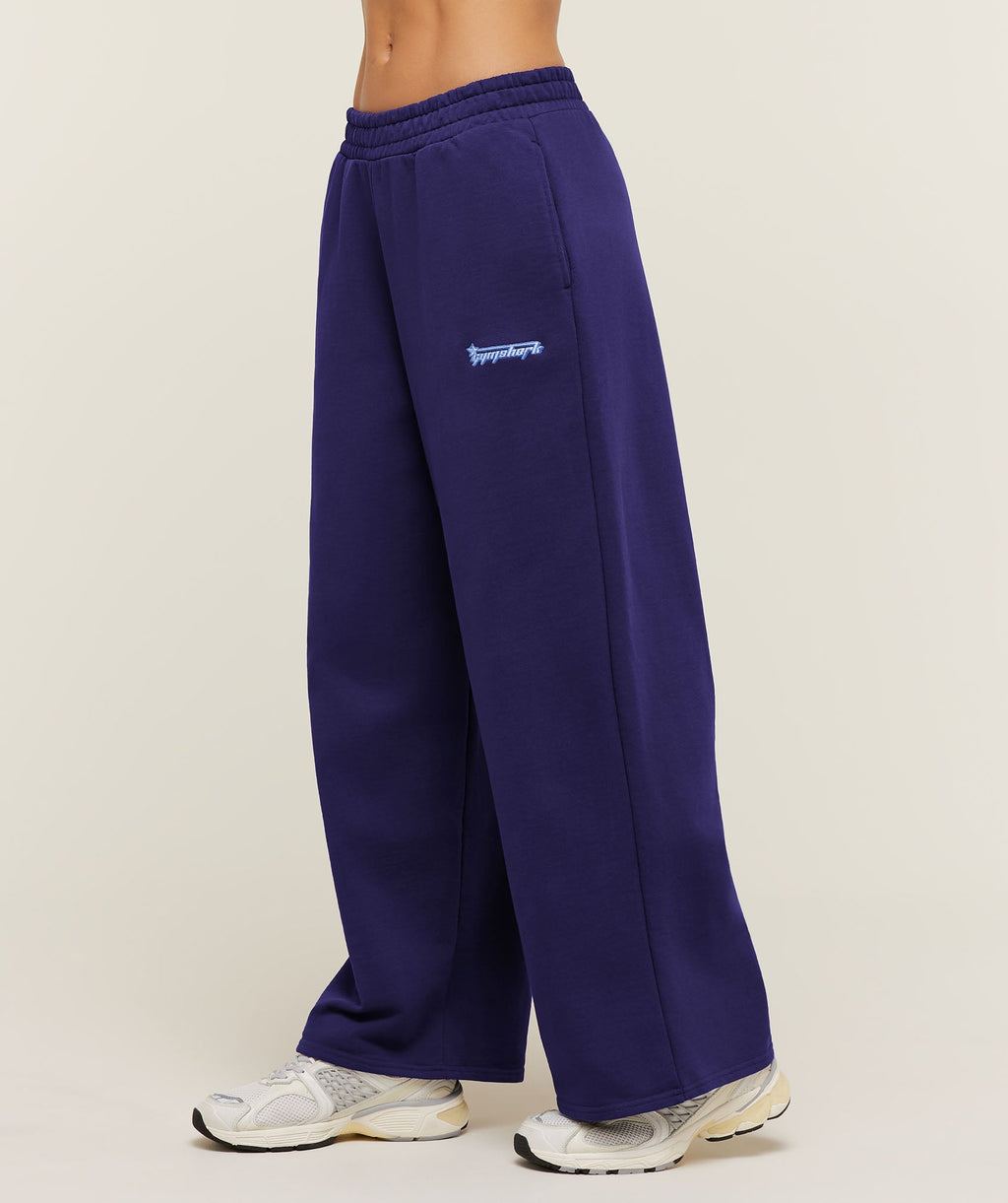 Script Embroidery Wide Leg Pants - Indigo Purple — imagem 2
