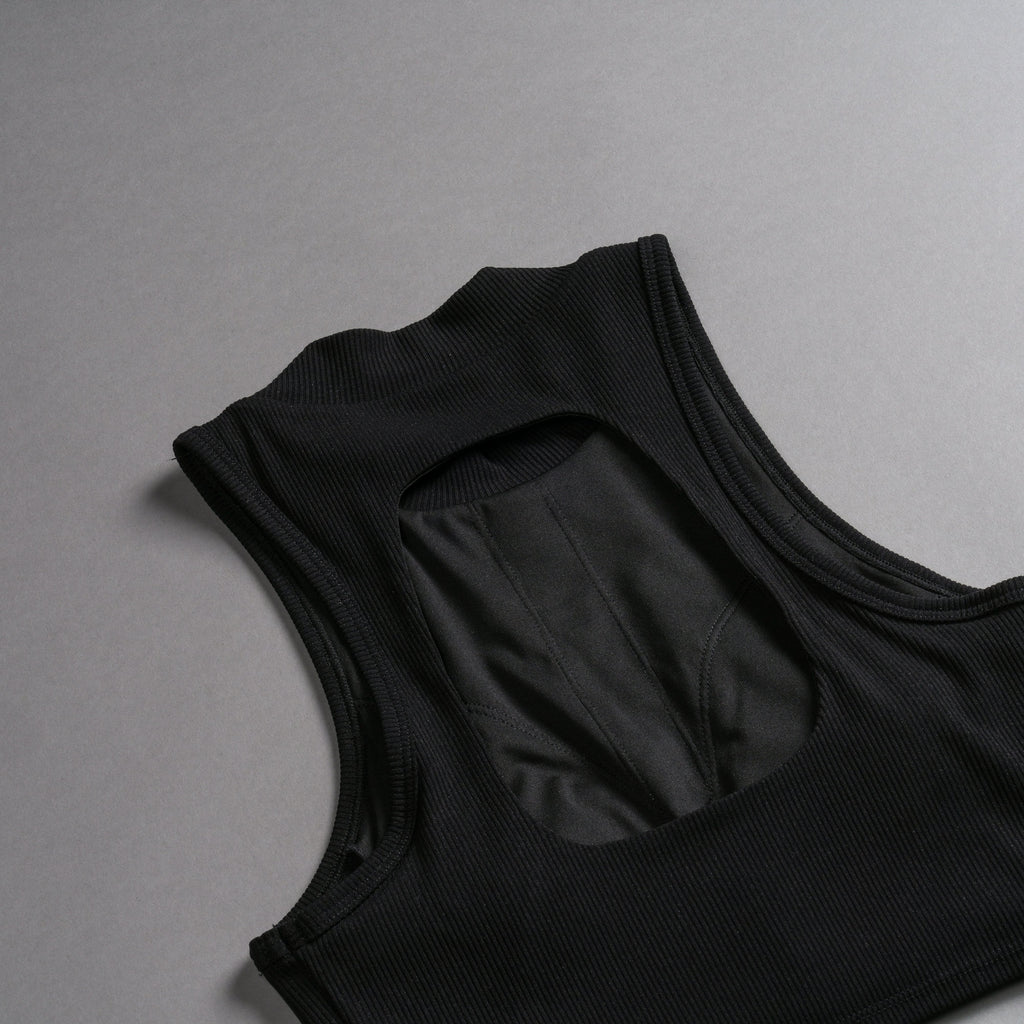 Chopper Romy Mockneck Ribbed Tank in Black — imagem 9
