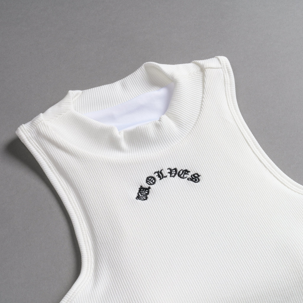 Chopper Romy Mockneck Ribbed Tank in White — imagem 9