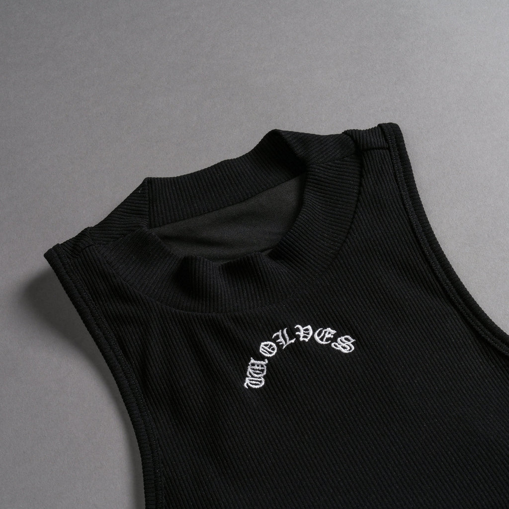 Chopper Romy Mockneck Ribbed Tank in Black — imagem 8