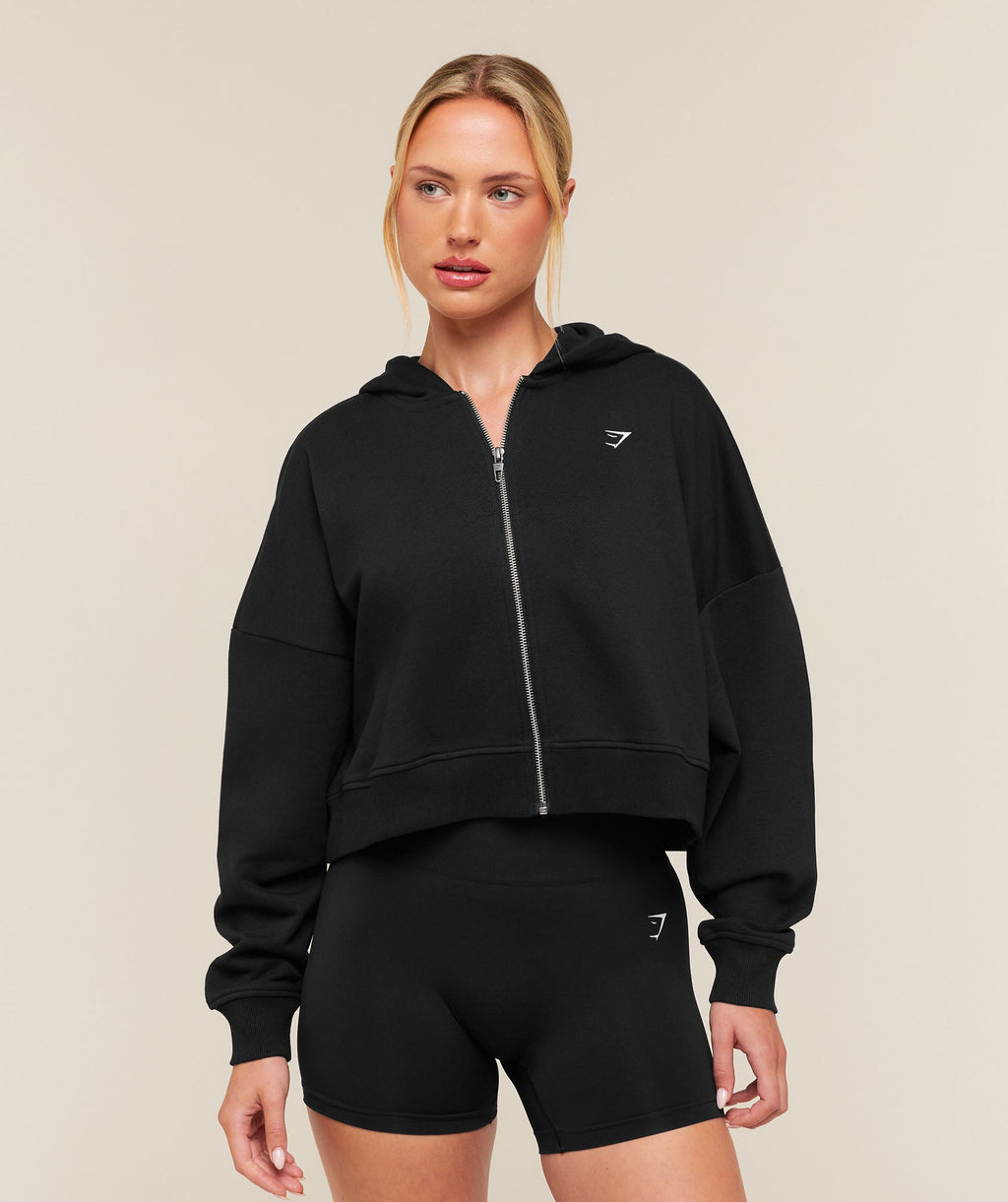 Training Oversized Boxy Zip Through Hoodie - Black — imagem 1