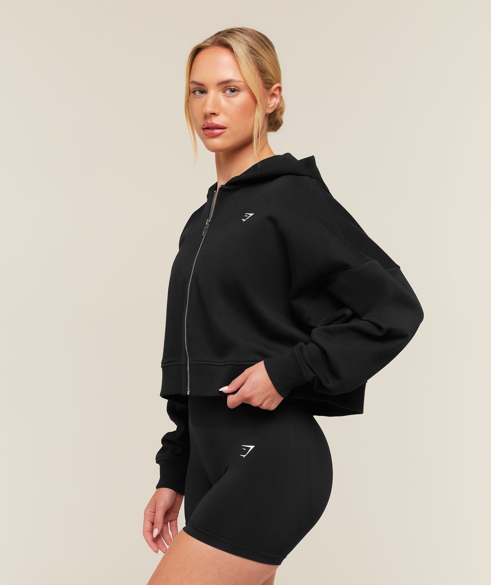 Training Oversized Boxy Zip Through Hoodie - Black — imagem 3