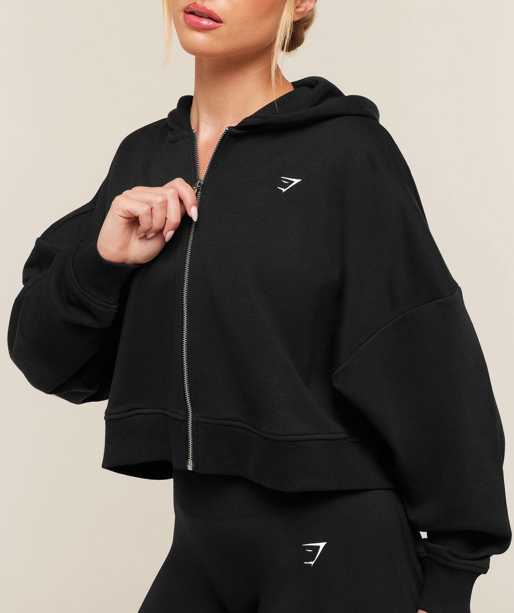 Training Oversized Boxy Zip Through Hoodie - Black — imagem 4