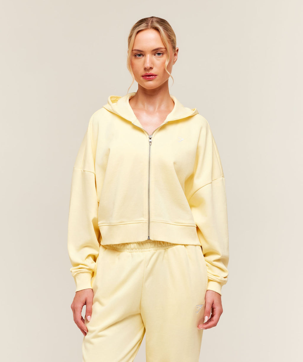 Training Oversized Boxy Zip Through Hoodie - Butter Yellow — imagem 1