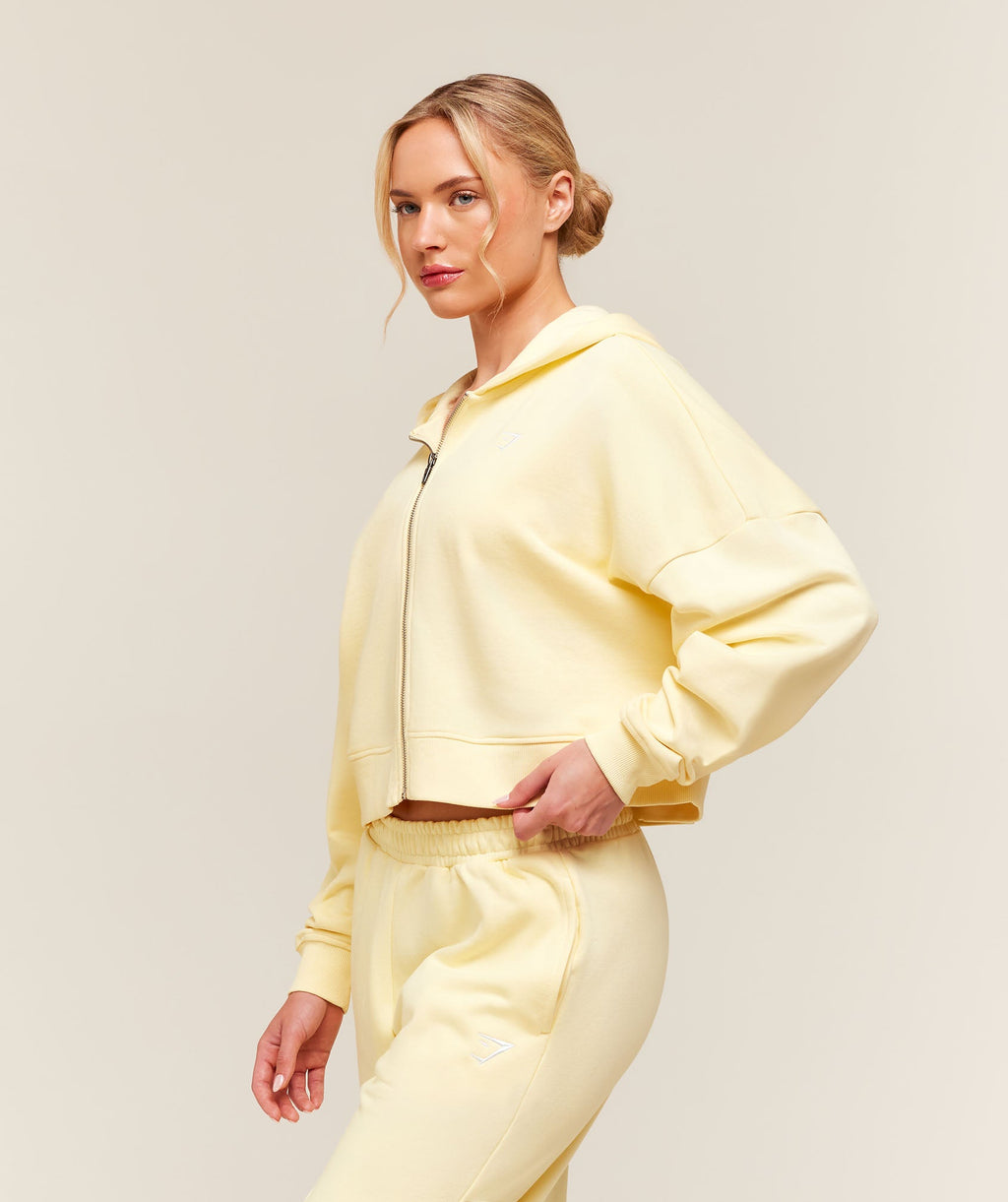 Training Oversized Boxy Zip Through Hoodie - Butter Yellow — imagem 3
