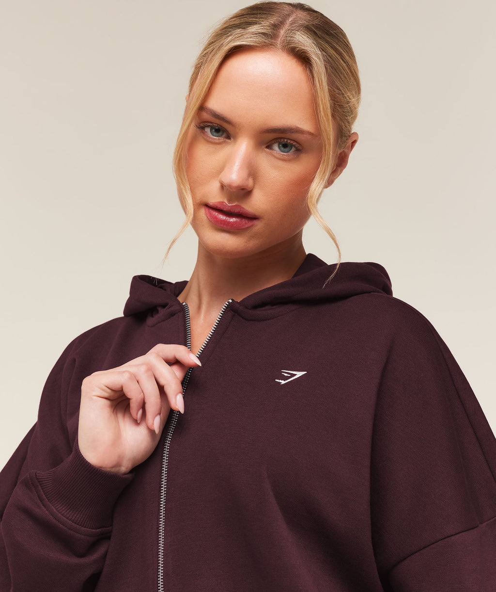 Training Oversized Boxy Zip Through Hoodie - Cherry Purple — imagem 5
