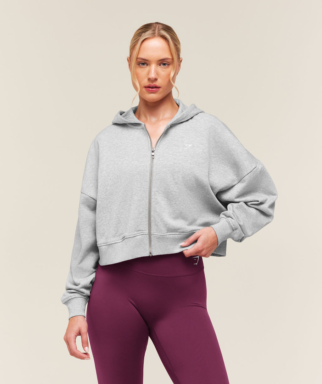 Training Oversized Boxy Zip Through Hoodie - Light Grey Core Marl — imagem 1