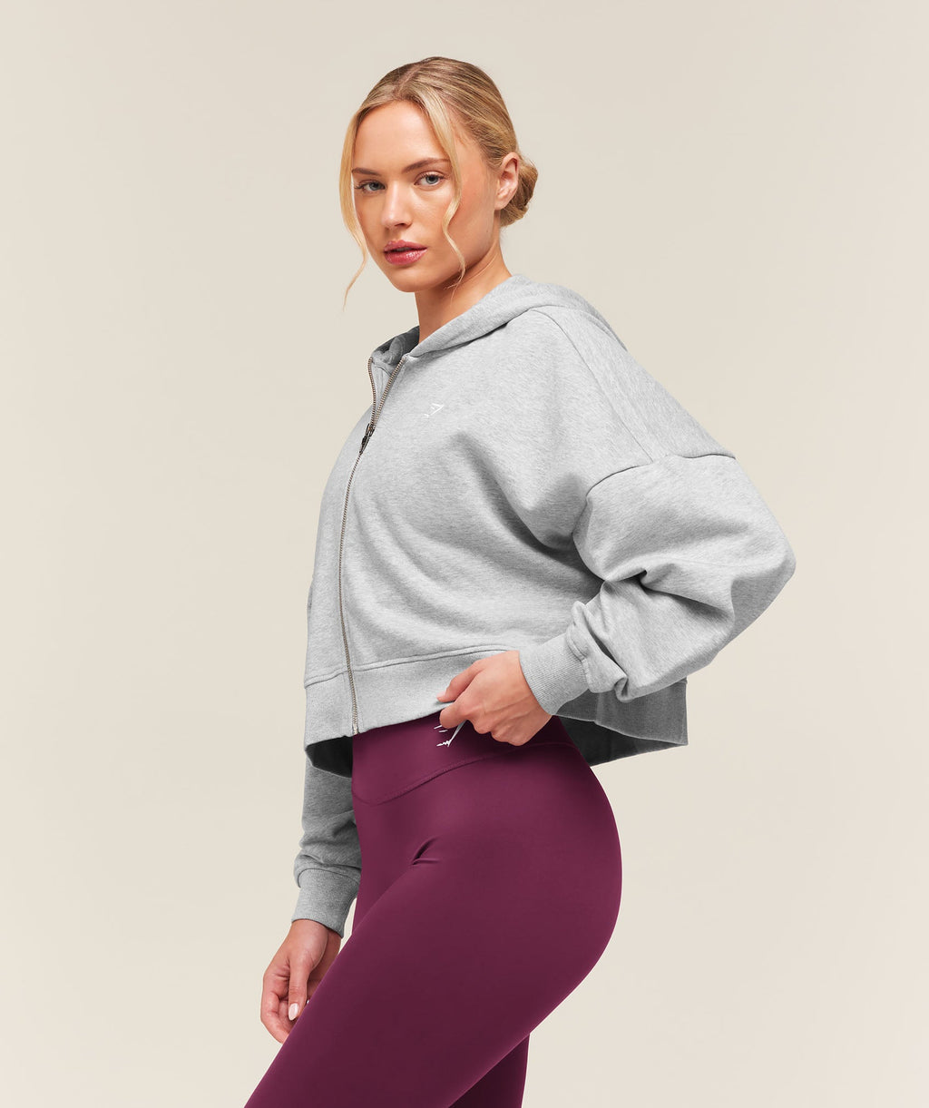 Training Oversized Boxy Zip Through Hoodie - Light Grey Core Marl — imagem 3