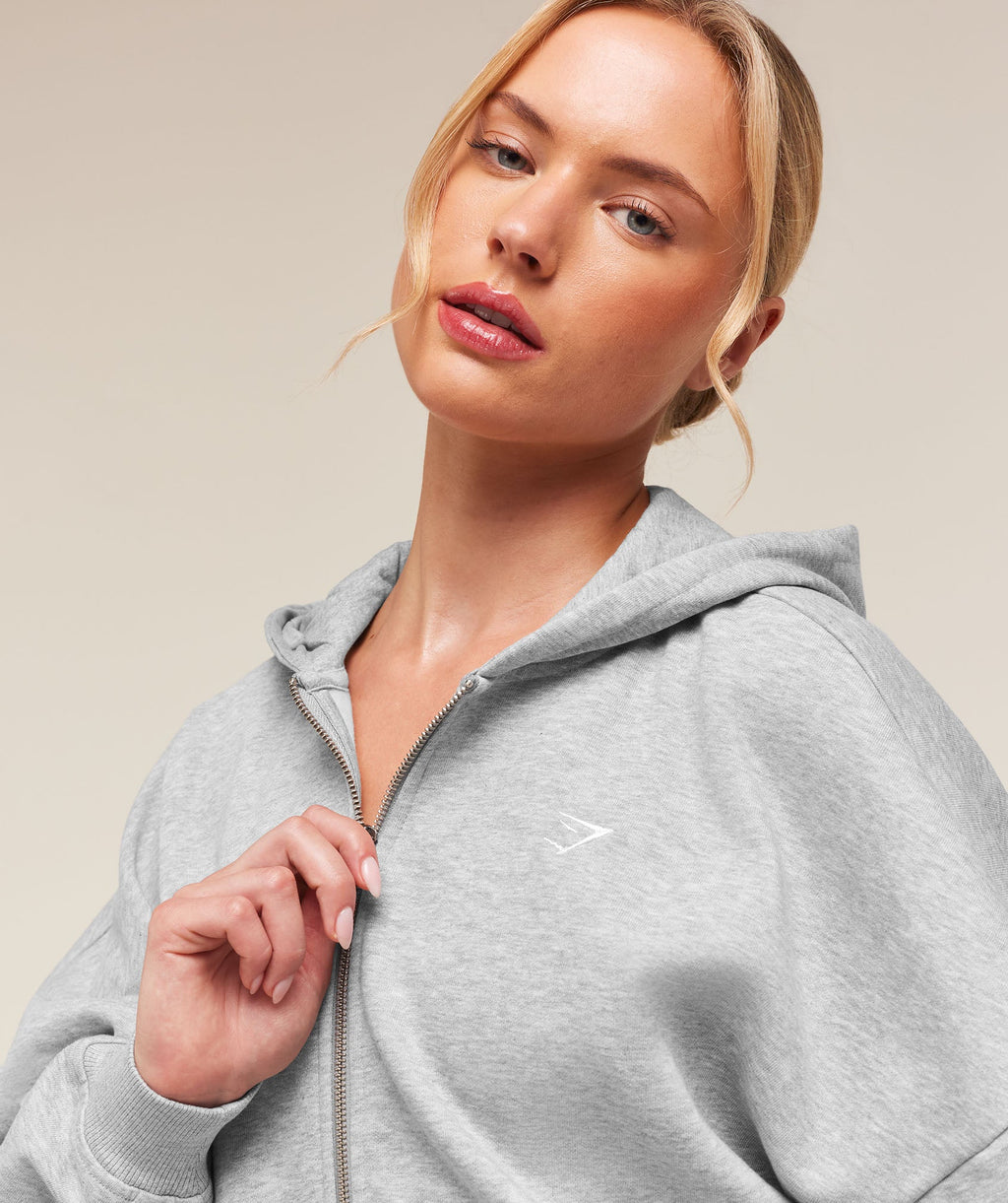 Training Oversized Boxy Zip Through Hoodie - Light Grey Core Marl — imagem 5