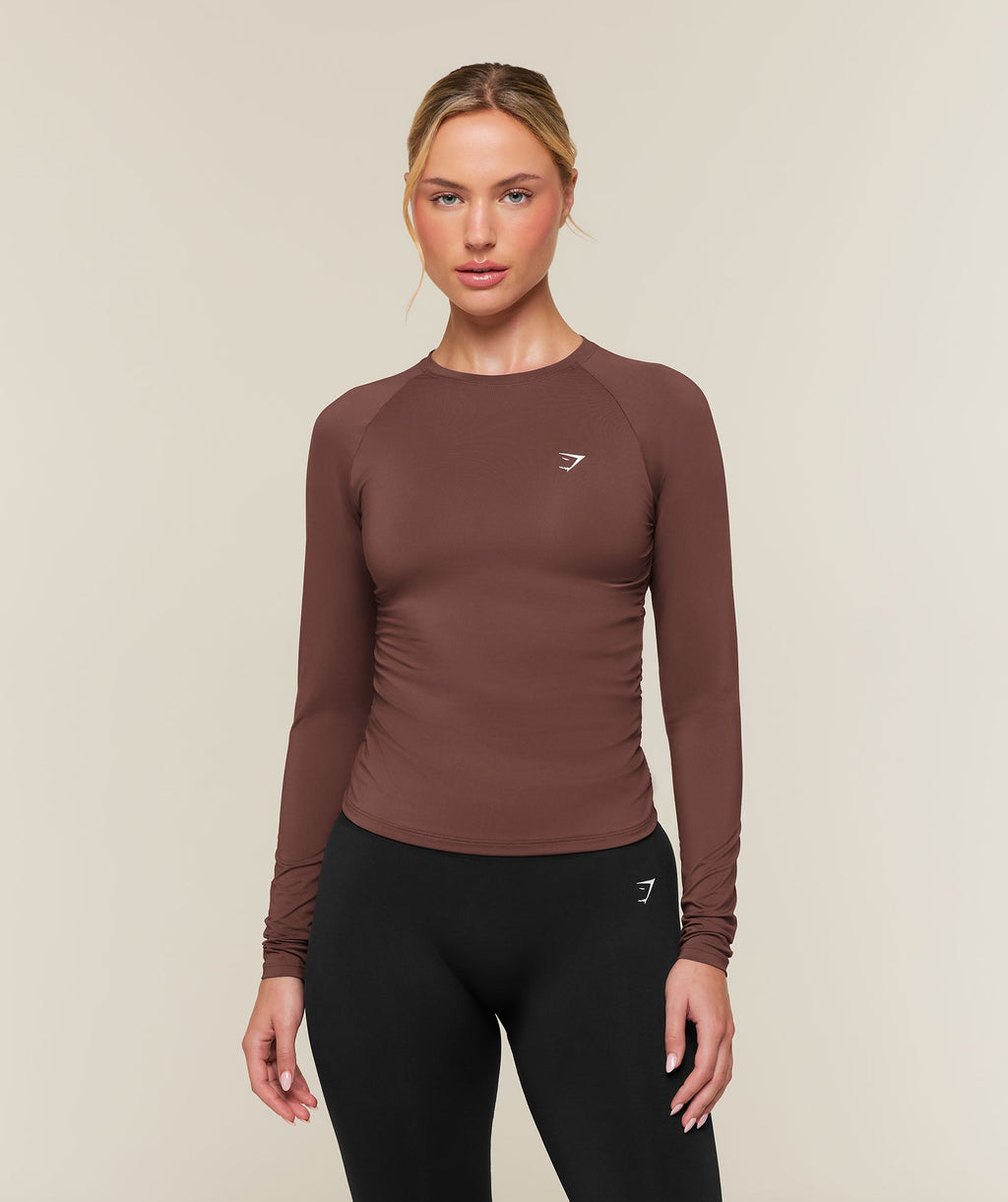 Training Ruche Long Sleeve Top - Espresso Brown — imagem 1