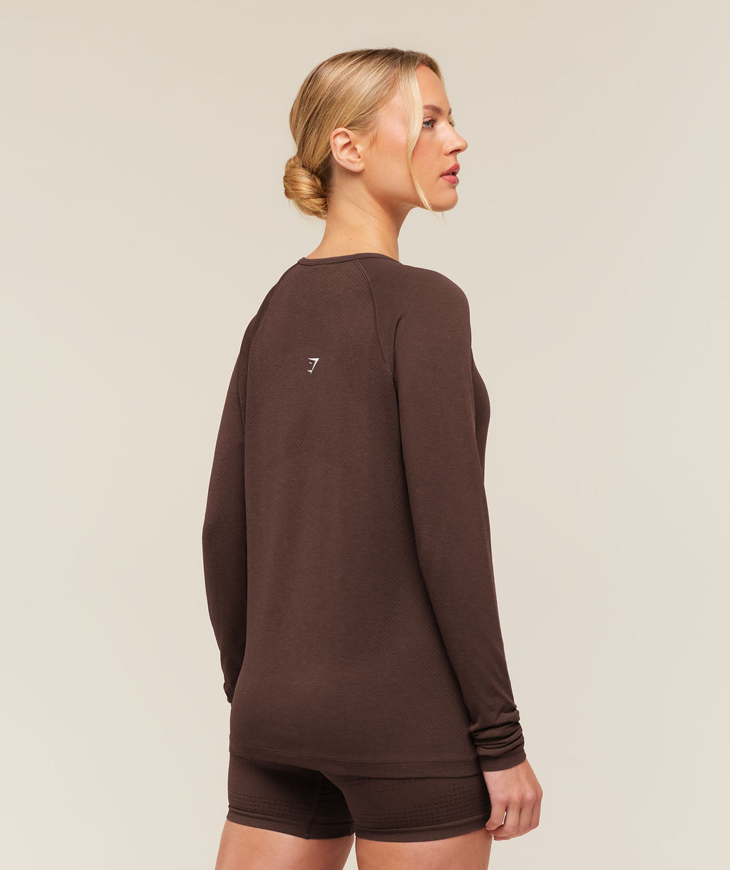 Vital Seamless 2.0 Light Long Sleeve Top - Rich Espresso Brown/Marl — imagem 2