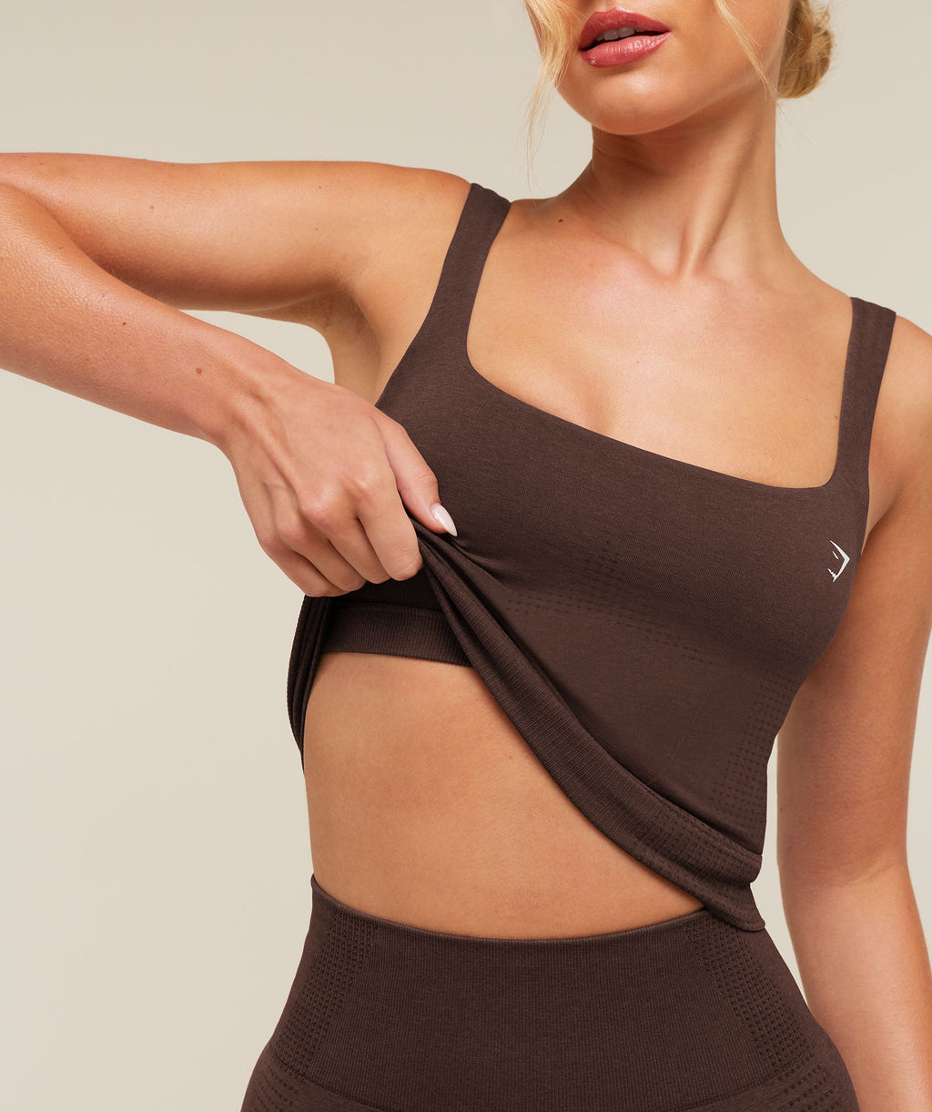 Vital Seamless Tank With Shelf - Rich Espresso Brown/Marl — imagem 2