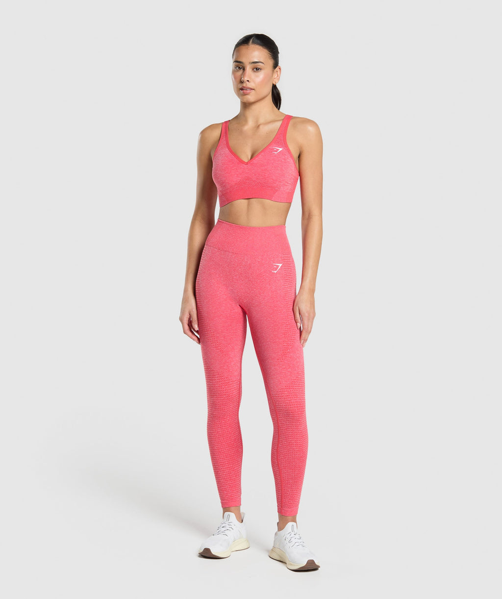 Vital V Neck Sports Bra - Coral Red/Marl — imagem 6