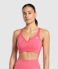 Vital V Neck Sports Bra - Coral Red/Marl — imagem 1