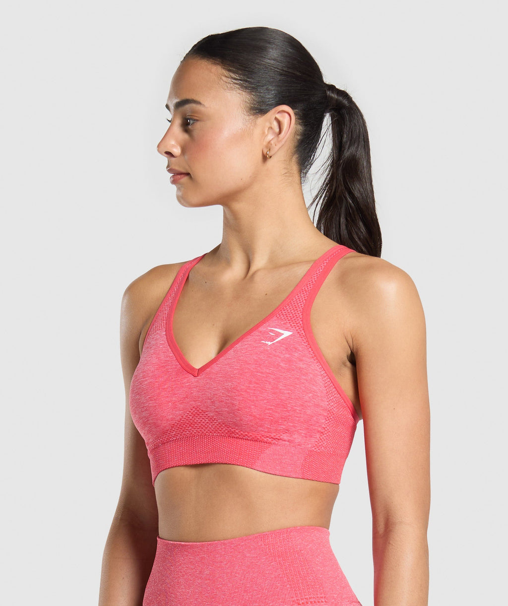 Vital V Neck Sports Bra - Coral Red/Marl — imagem 3