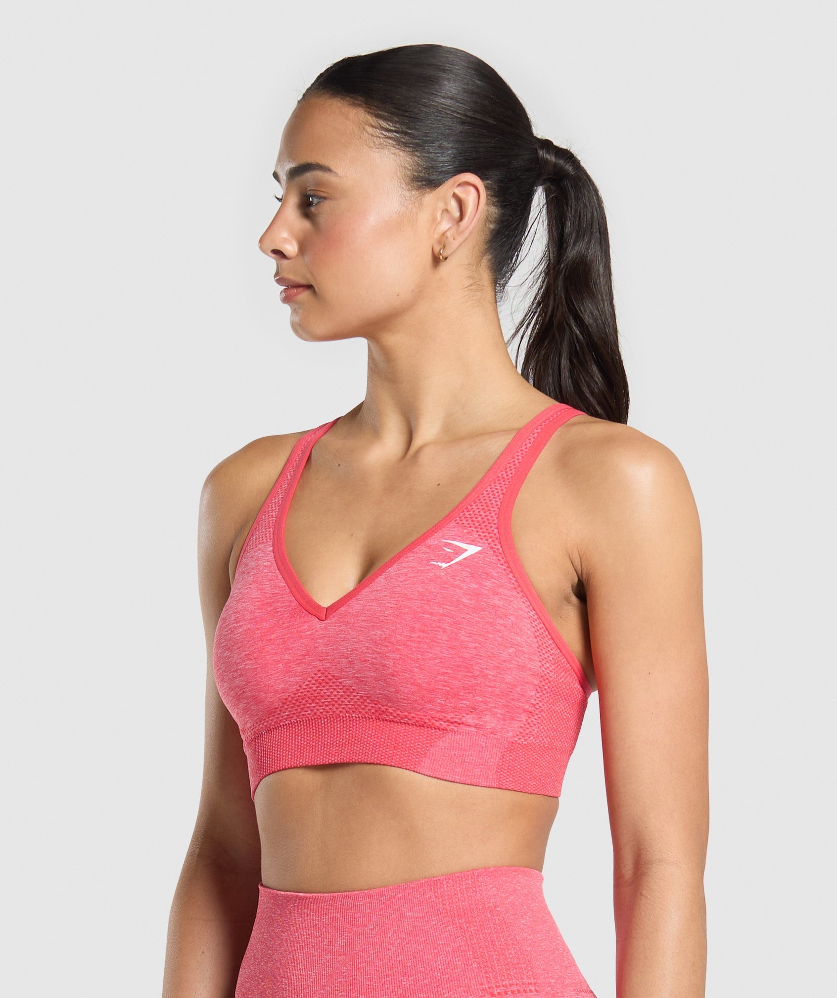Vital V Neck Sports Bra - Coral Red/Marl — imagem 3