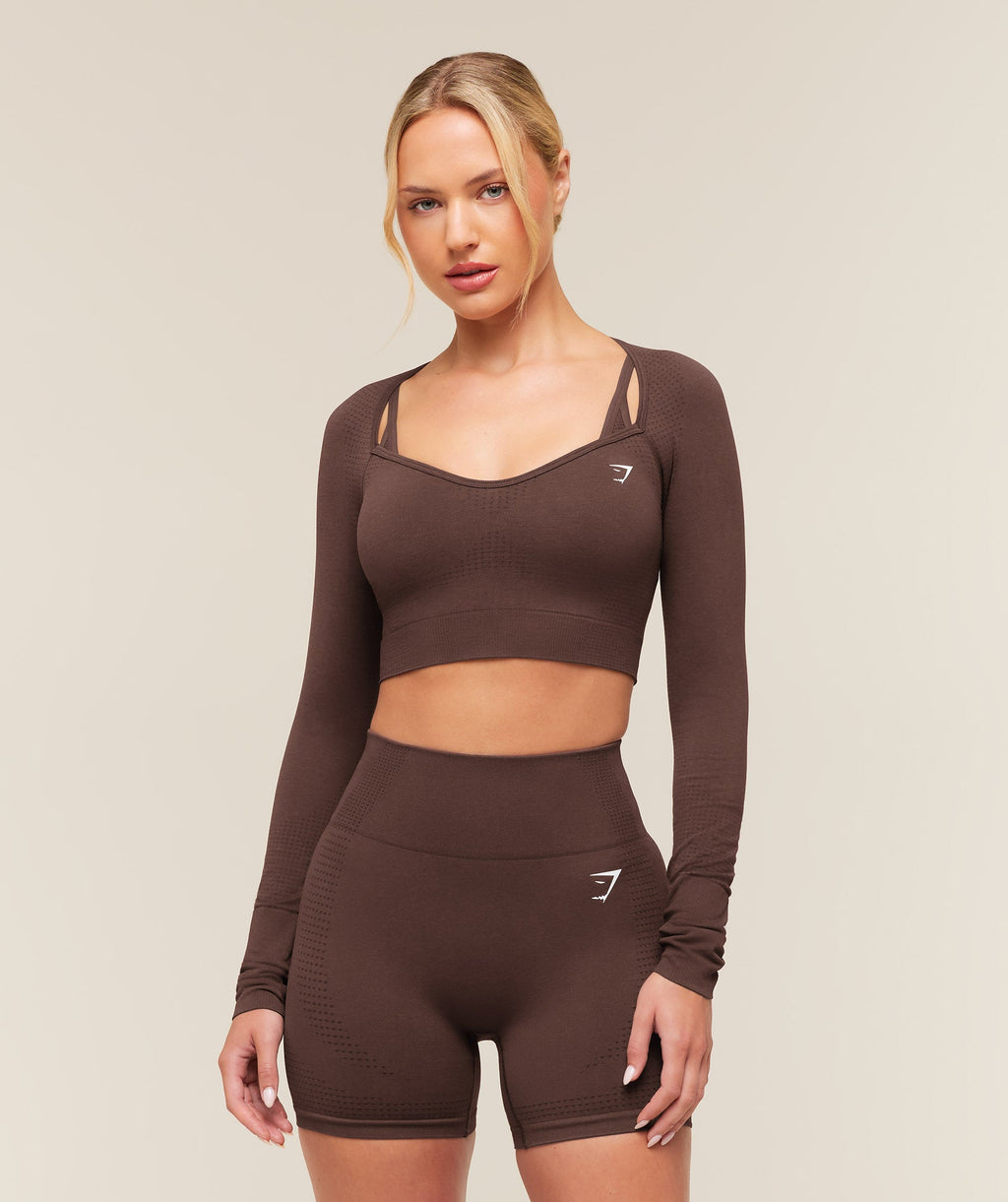 Vital Sweetheart Neck Crop Top - Rich Espresso Brown/Marl — imagem 1