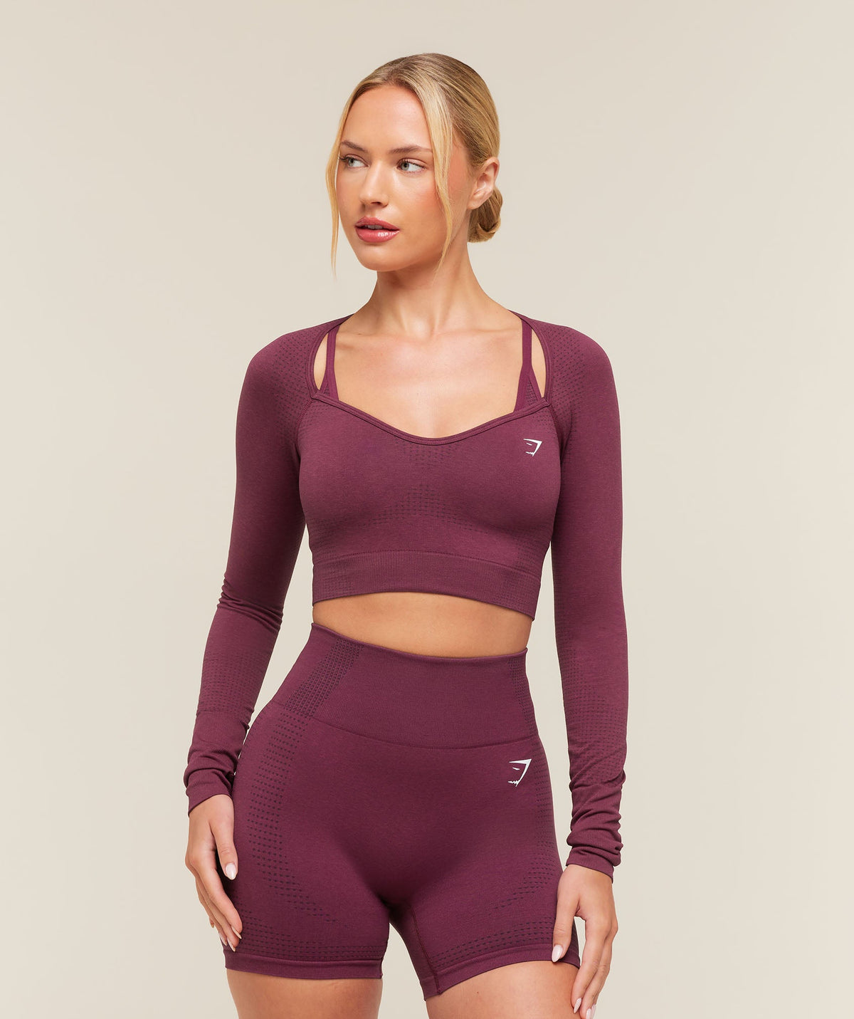 Vital Sweetheart Neck Crop Top - Strength Pink/Marl — imagem 1