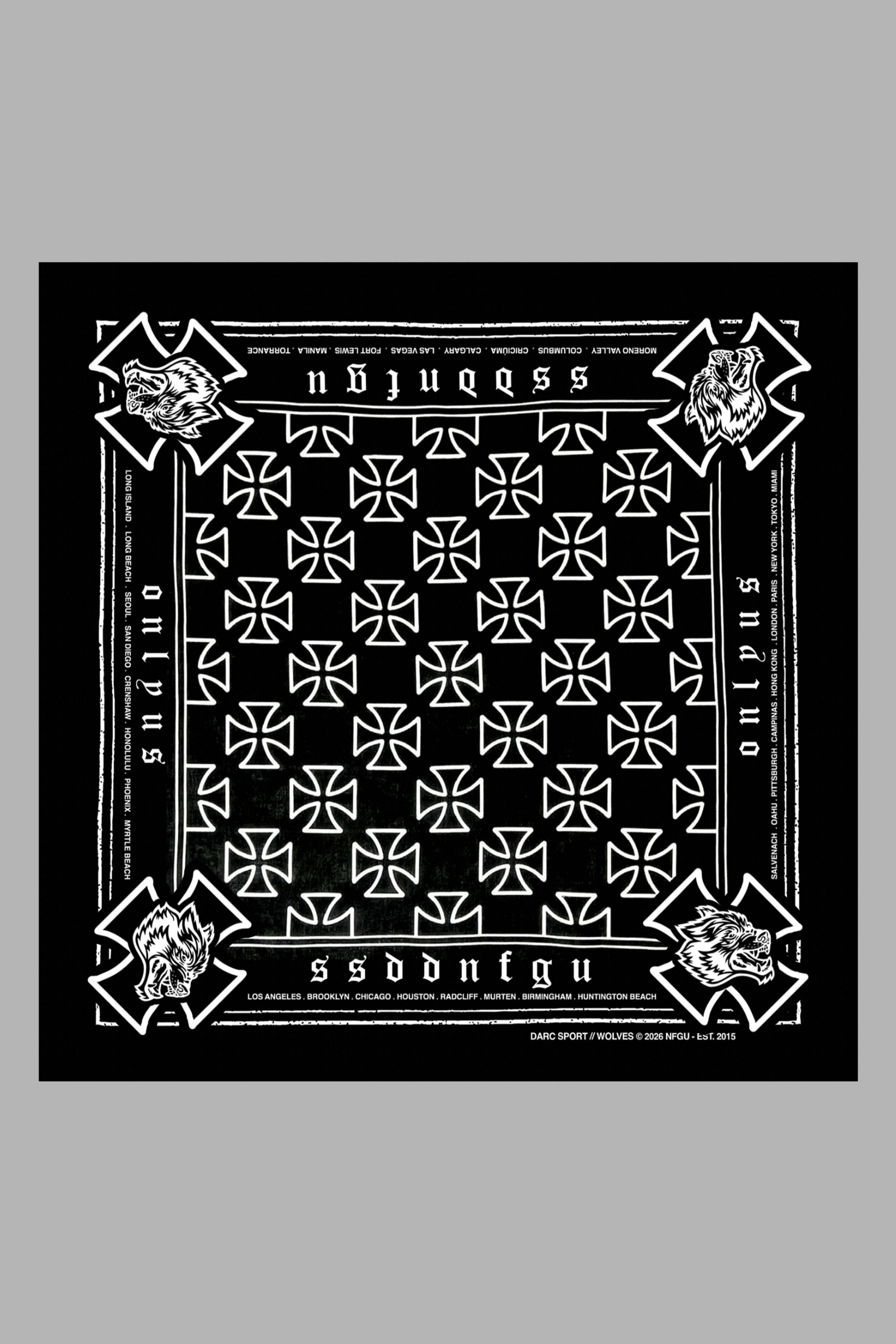 Wolf Iron Cross Bandana in Black