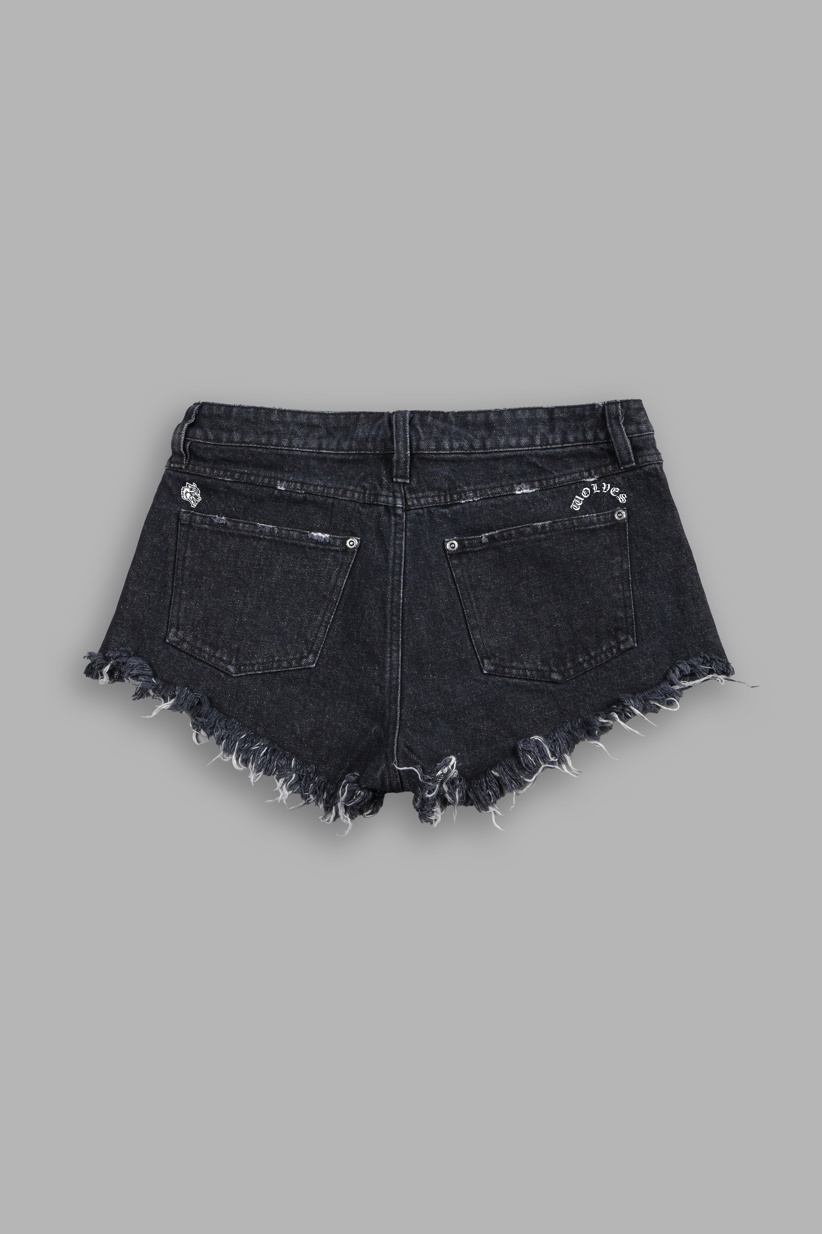 Wolves Chopper Low Rise Cut Off Shorts in Black
