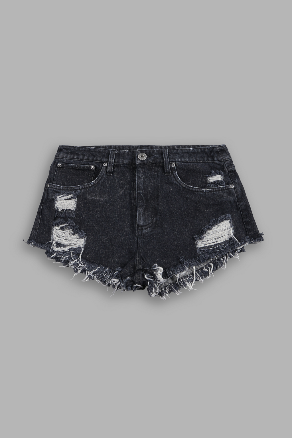 Wolves Chopper Low Rise Cut Off Shorts in Black