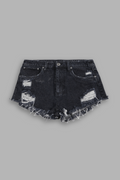 Wolves Chopper Low Rise Cut Off Shorts in Black